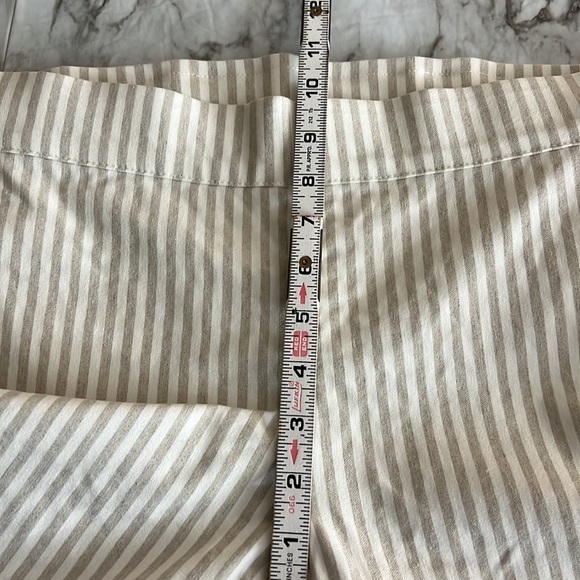 Christopher & Banks Ankle Pants Size 10P Cream Beige Stripe Linen A1-29 - Picture 9 of 10